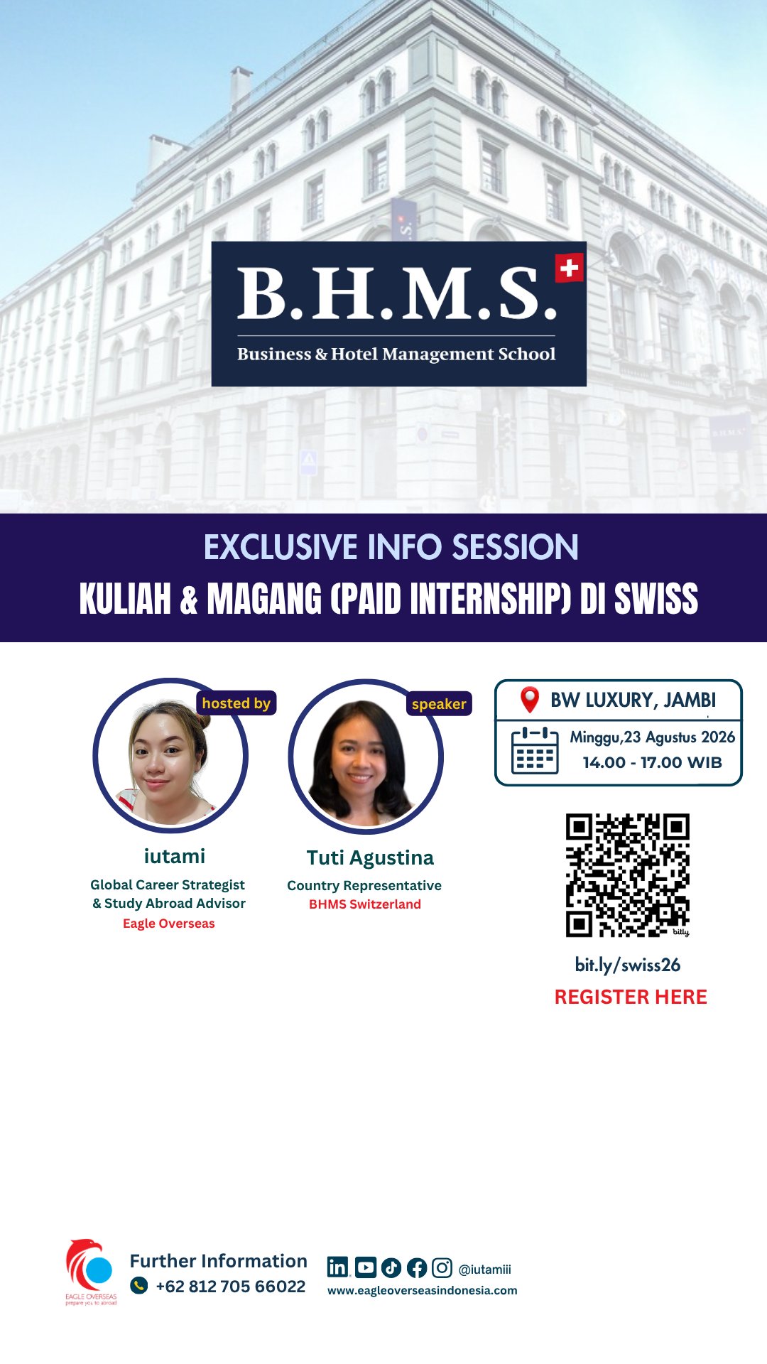 Kuliah dan Magang di Swiss — BHMS webinar with Eagle Overseas