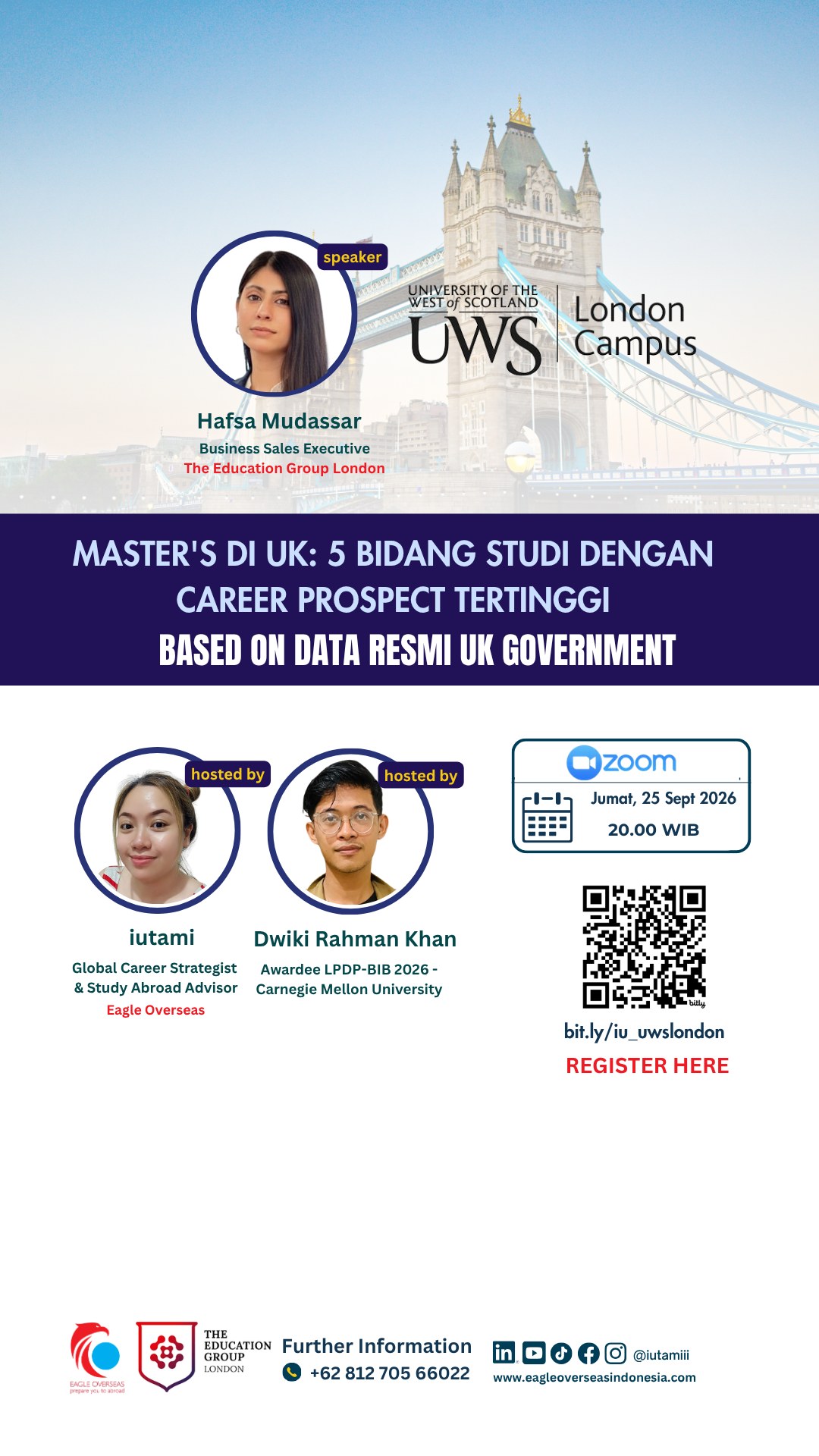 Master's di UK: 5 Bidang Studi dengan Career Prospect Tertinggi — webinar with Eagle Overseas and UWS London Campus